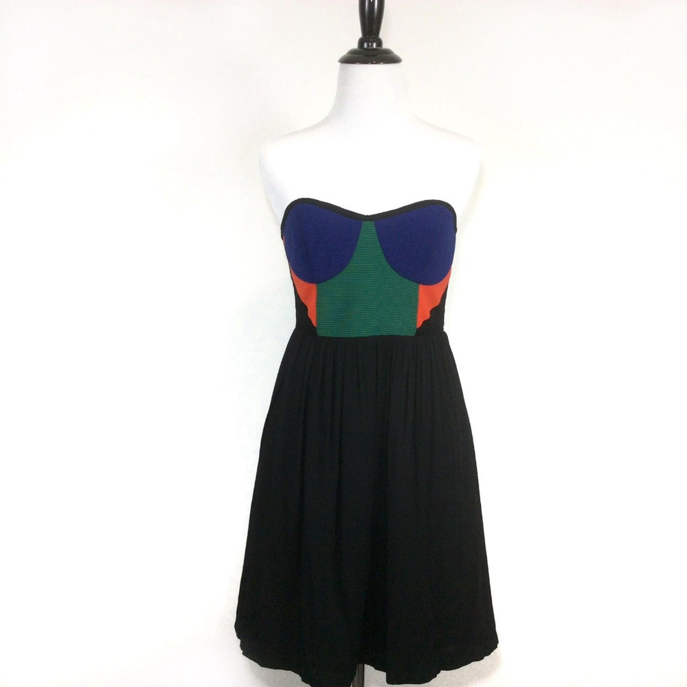 🦋 Sparkle & Fade Strapless Colorblock Dress 4